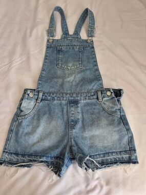 Light Wash Denim Short Overalls